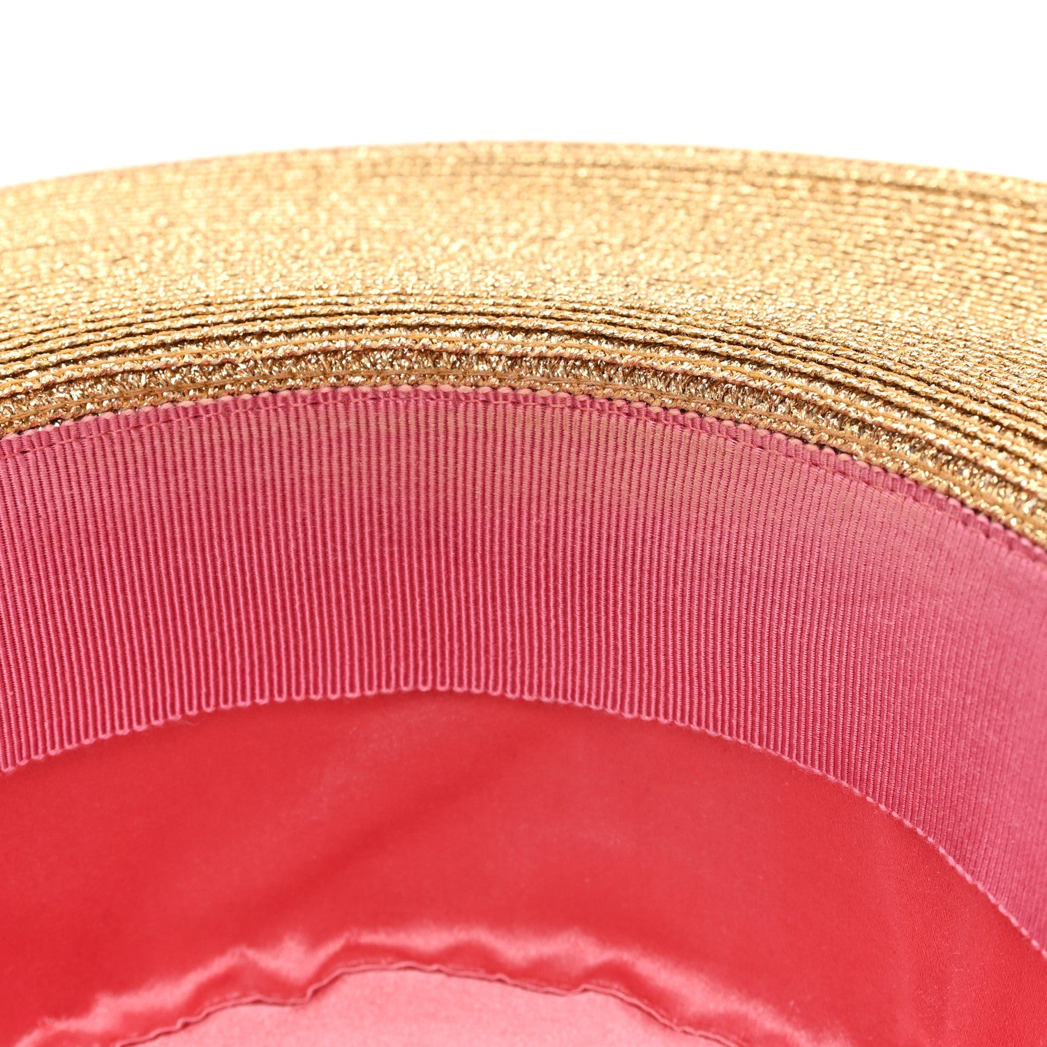 Gucci Glittered Straw Grosgrain Wide Brim Hat XL Gold Black 10 of 10