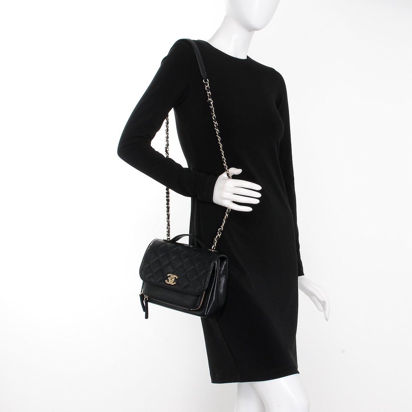 Caviar Quilted Small Business Affinity Flap Black