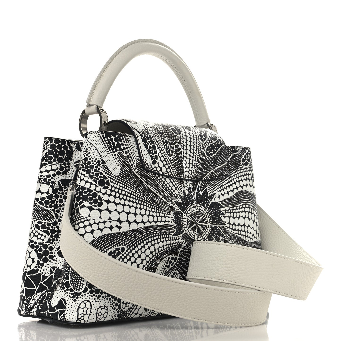 LV X YK Taurillon Psychedelic Capucines MM Black White