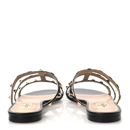 Valentino Garavani Nappa Rockstud Caged Flat Slide Sandals 37.5 Black 6 of 11