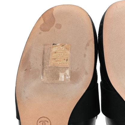 Chanel Lambskin Grosgrain Cap Toe CC Mules 37 Black 10 of 10