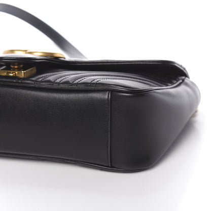 Gucci Calfskin Matelasse Small GG Marmont Shoulder Bag Black 9 of 12