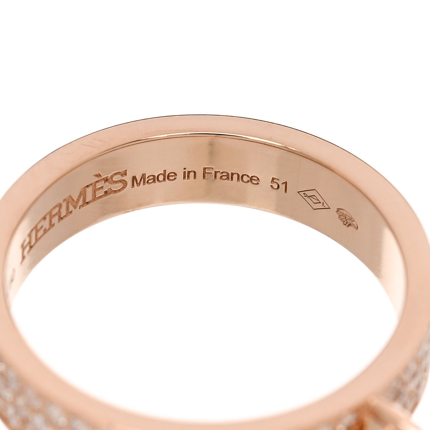 18K Rose Gold Diamond MM Kelly Clochette Ring 51 5.75