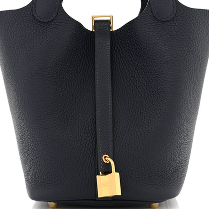 Hermes Taurillon Clemence Picotin Lock 18 PM Bleu Nuit 8 of 11