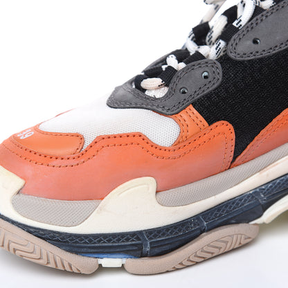 Balenciaga Mesh Nubuck Womens Triple S Sneakers 38 Orange Gris Black 9 of 10