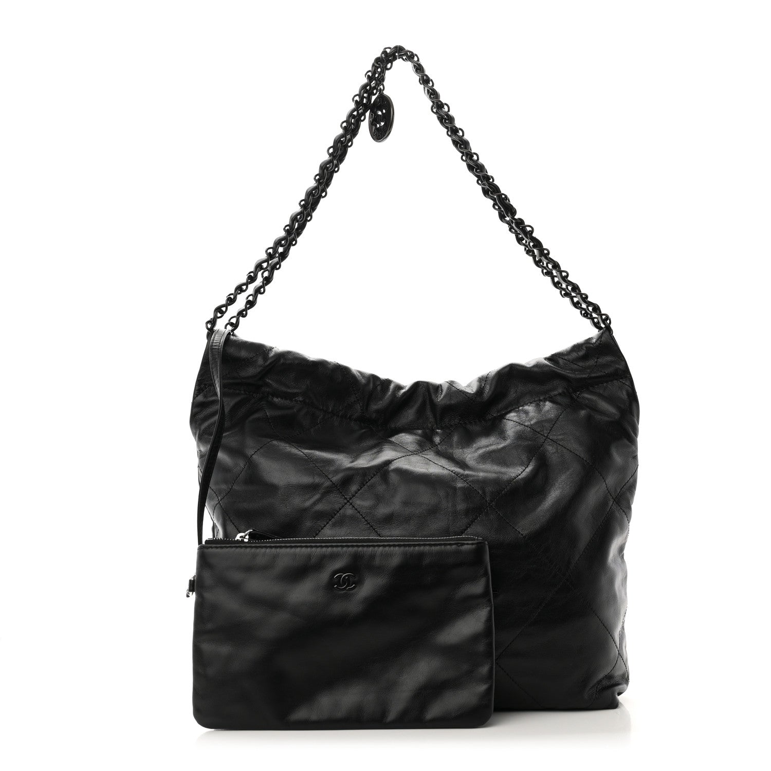 Chanel Shiny Calfskin Quilted Small Chanel 22 So Black 2 of 11