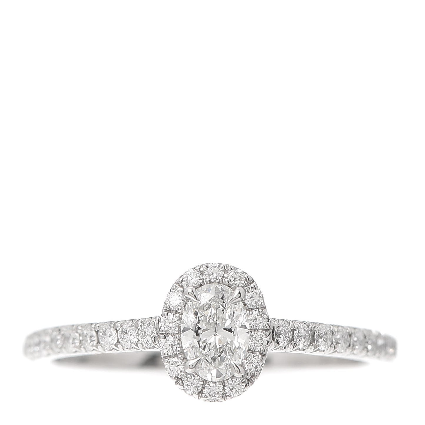 Platinum Diamond .24ct Soleste Oval Halo Engagement Ring 53 6.5