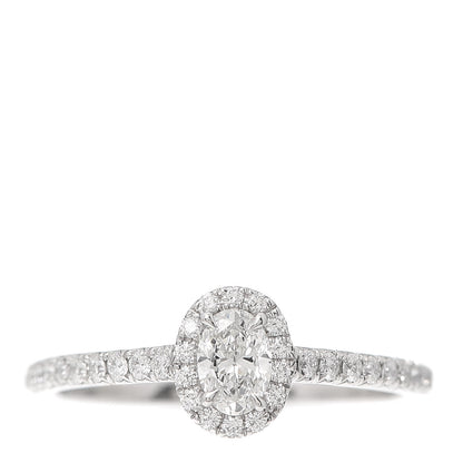Tiffany Platinum Diamond .24ct Soleste Oval Halo Engagement Ring 53 6.5 1 of 4