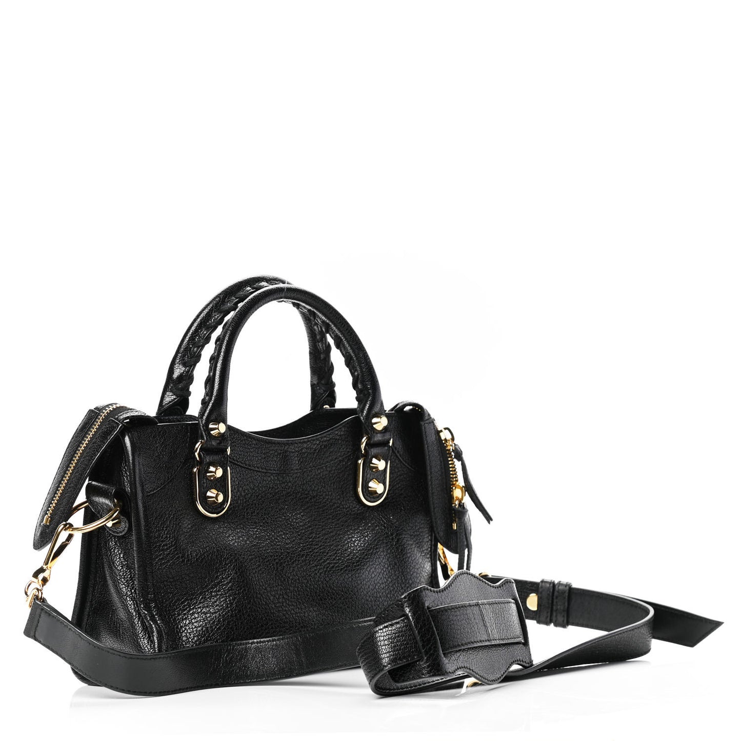 Chevre Gold Metallic Edge Hardware Mini City Black