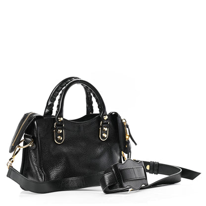 Balenciaga Chevre Gold Metallic Edge Hardware Mini City Black 2 of 4