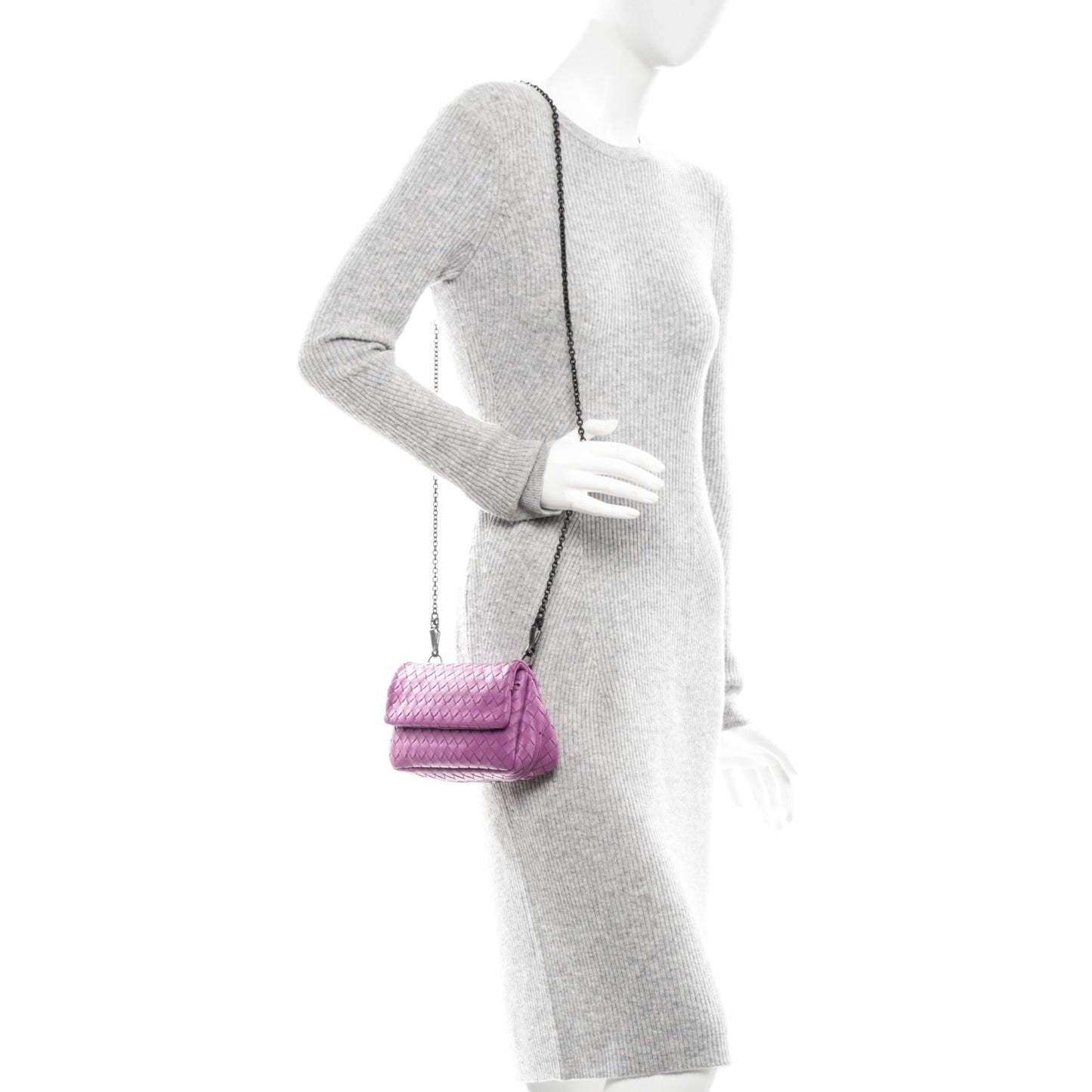 Nappa Intrecciato Mini Chain Messenger Peony