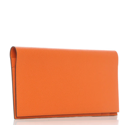 Hermes Epsom Checkbook Holder Wallet Orange 3 of 8