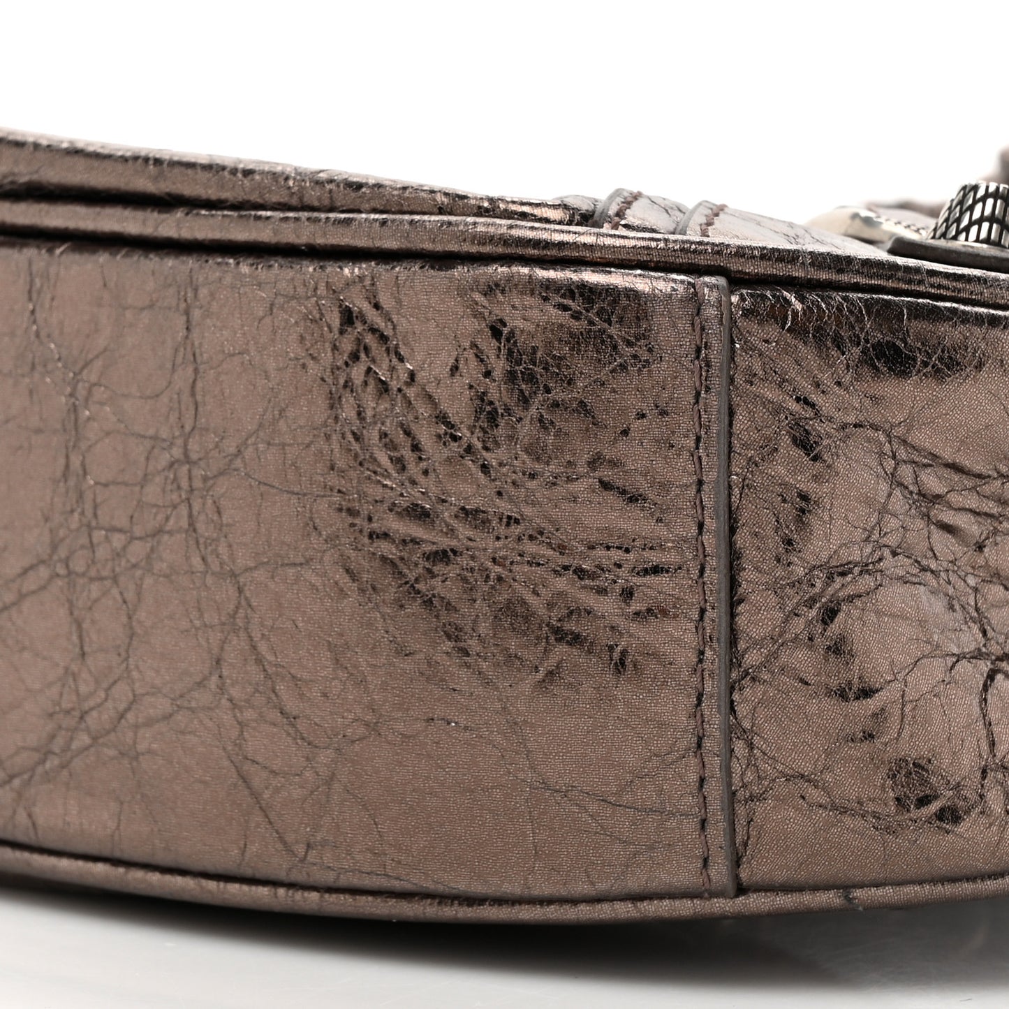 Metallic Agneau Arena Le Cagole Shoulder Bag XS Dark Bronze