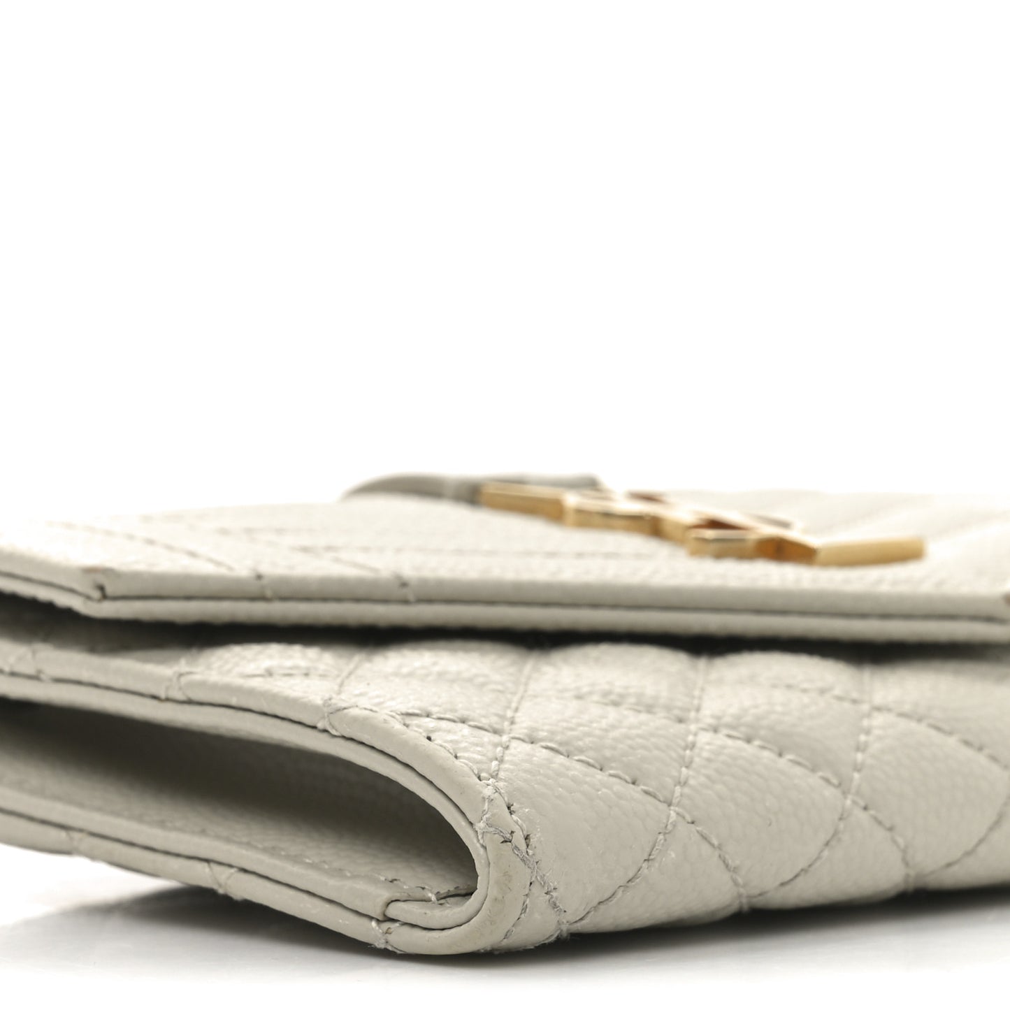 Grain De Poudre Textured Mixed Matelasse Triquilt Small Monogram Envelope Wallet Blanc Vintage