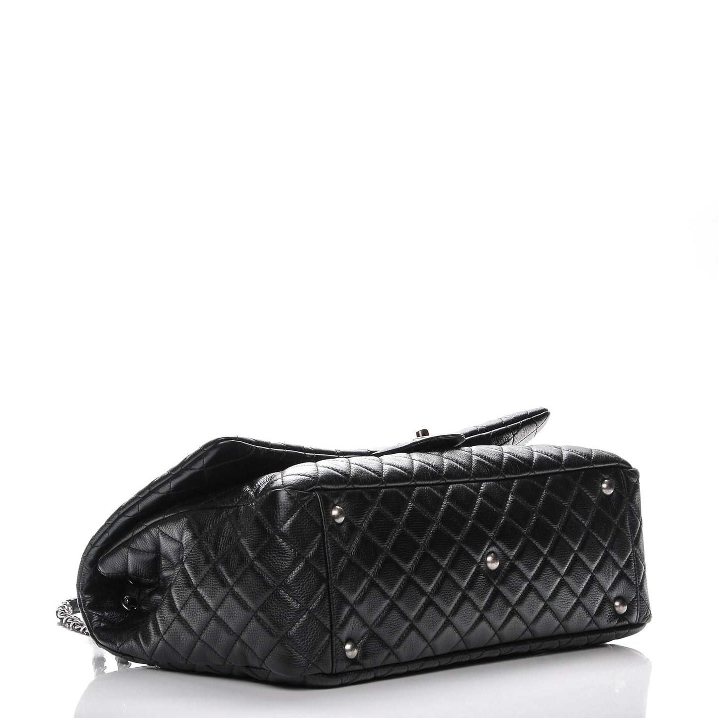 Calfskin Quilted XXL Travel Flap Bag Black