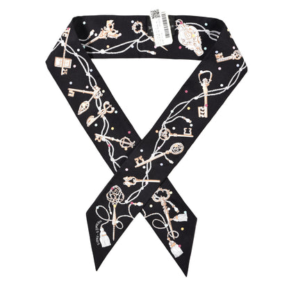 Hermes Silk Les Cles A Pois Twilly Black Beige Rose Multicolor 1 of 4