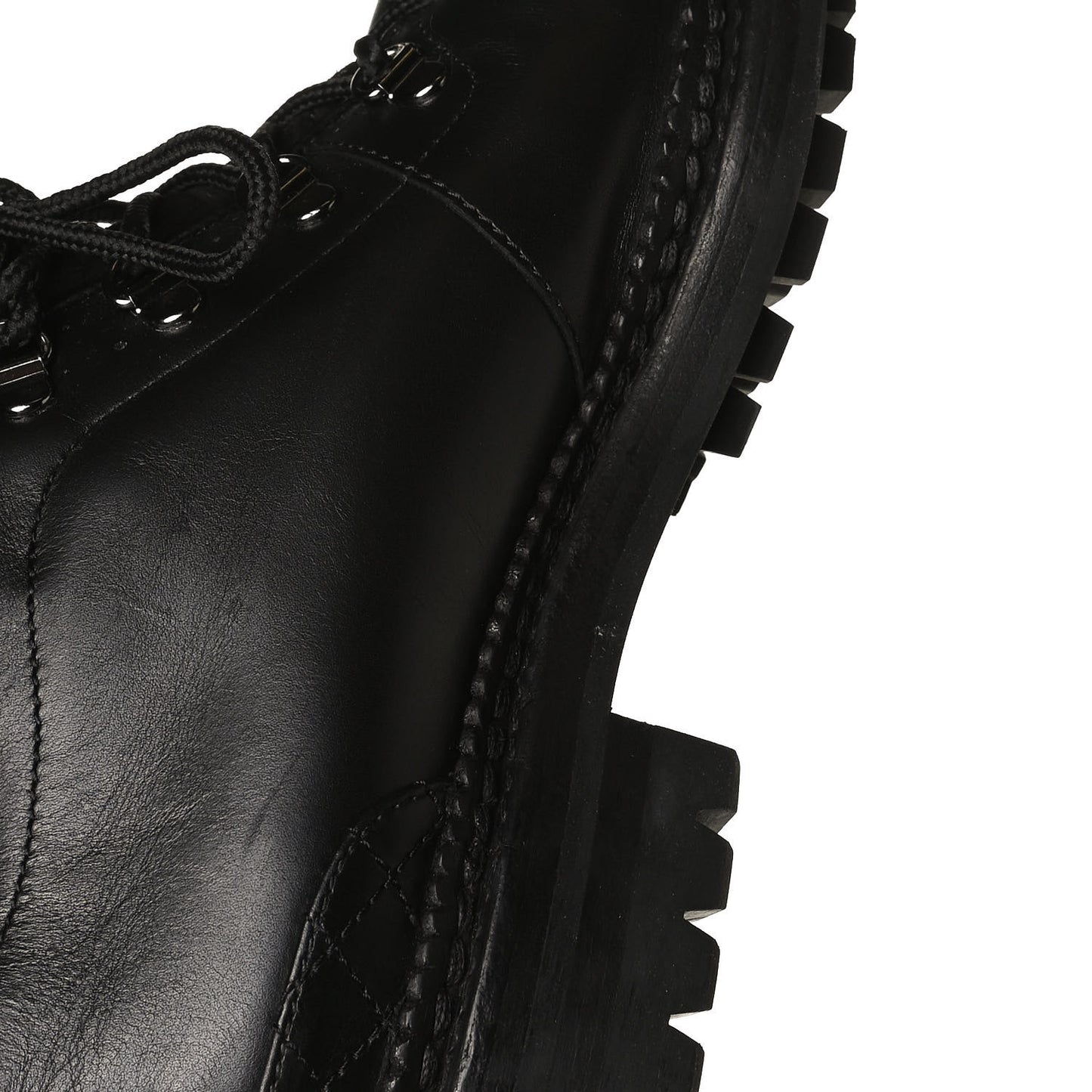 Calfskin Kid Suede Lace Up Short Boots 41 Black