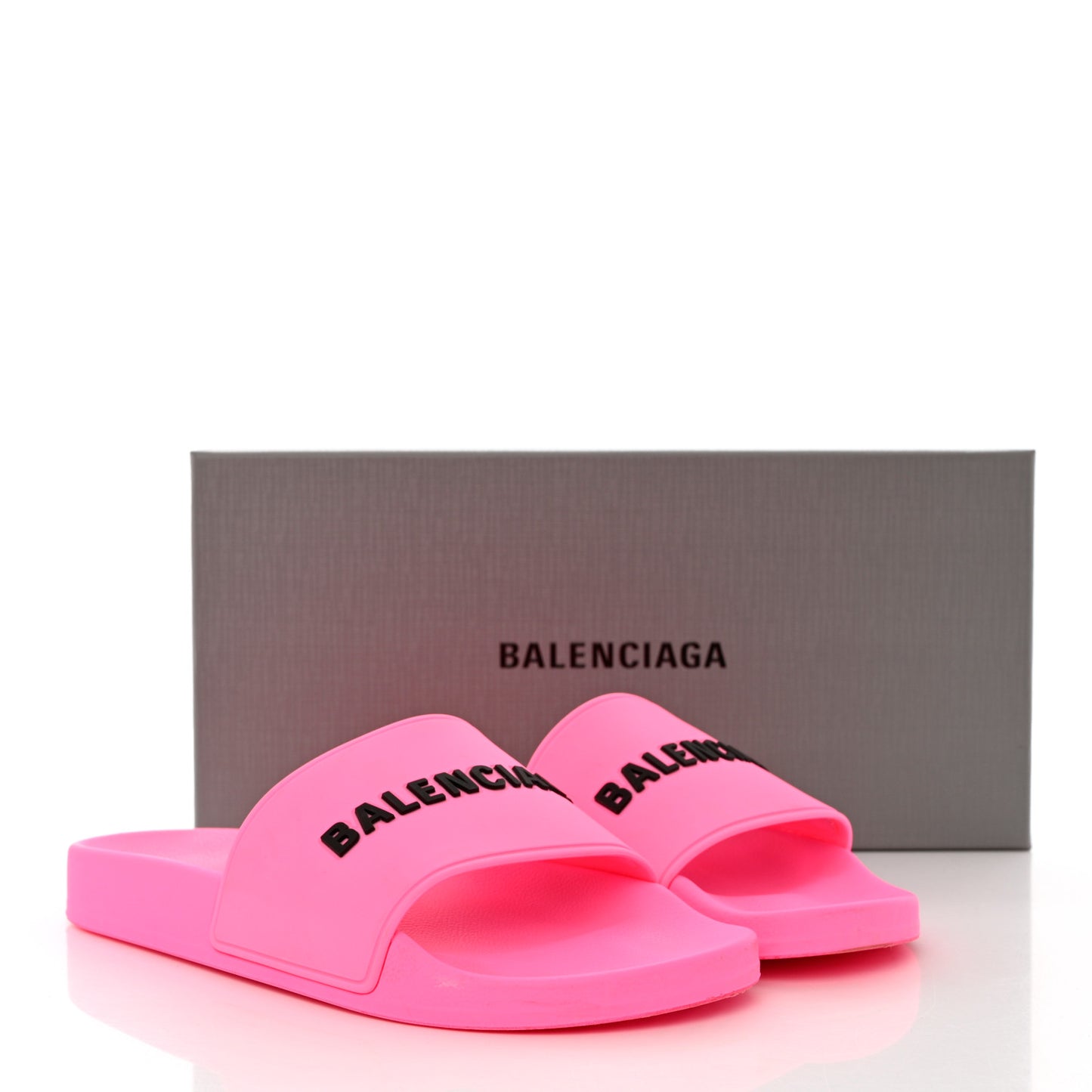 Rubber Womens Logo Pool Slide Sandals 39 Fluo Pink Black