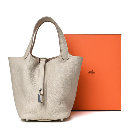 Hermes Taurillon Clemence Picotin Lock 18 PM Beton 10 of 10