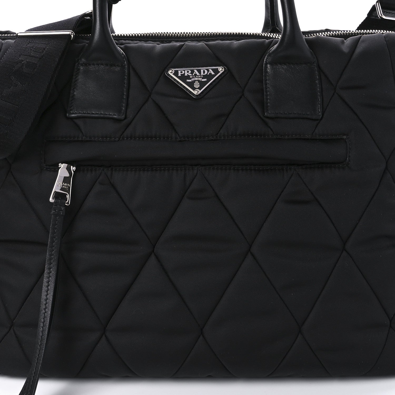 Prada Re-Nylon Nappa Triangle Quilted Padded Large Double Handled Zip Tote Black 8 of 9