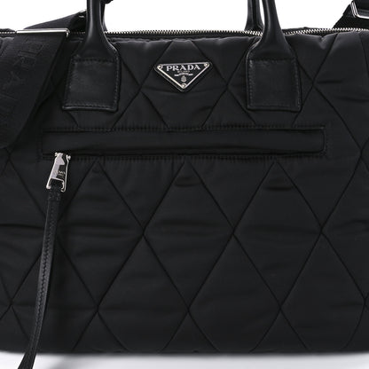 Prada Re-Nylon Nappa Triangle Quilted Padded Large Double Handled Zip Tote Black 8 of 9