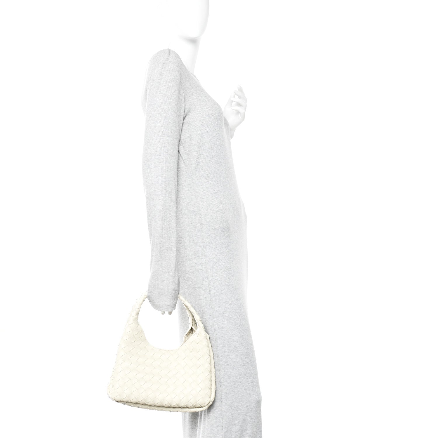 Bottega Veneta Nappa Intrecciato Small Campana Shoulder Bag Sea Salt 2 of 11