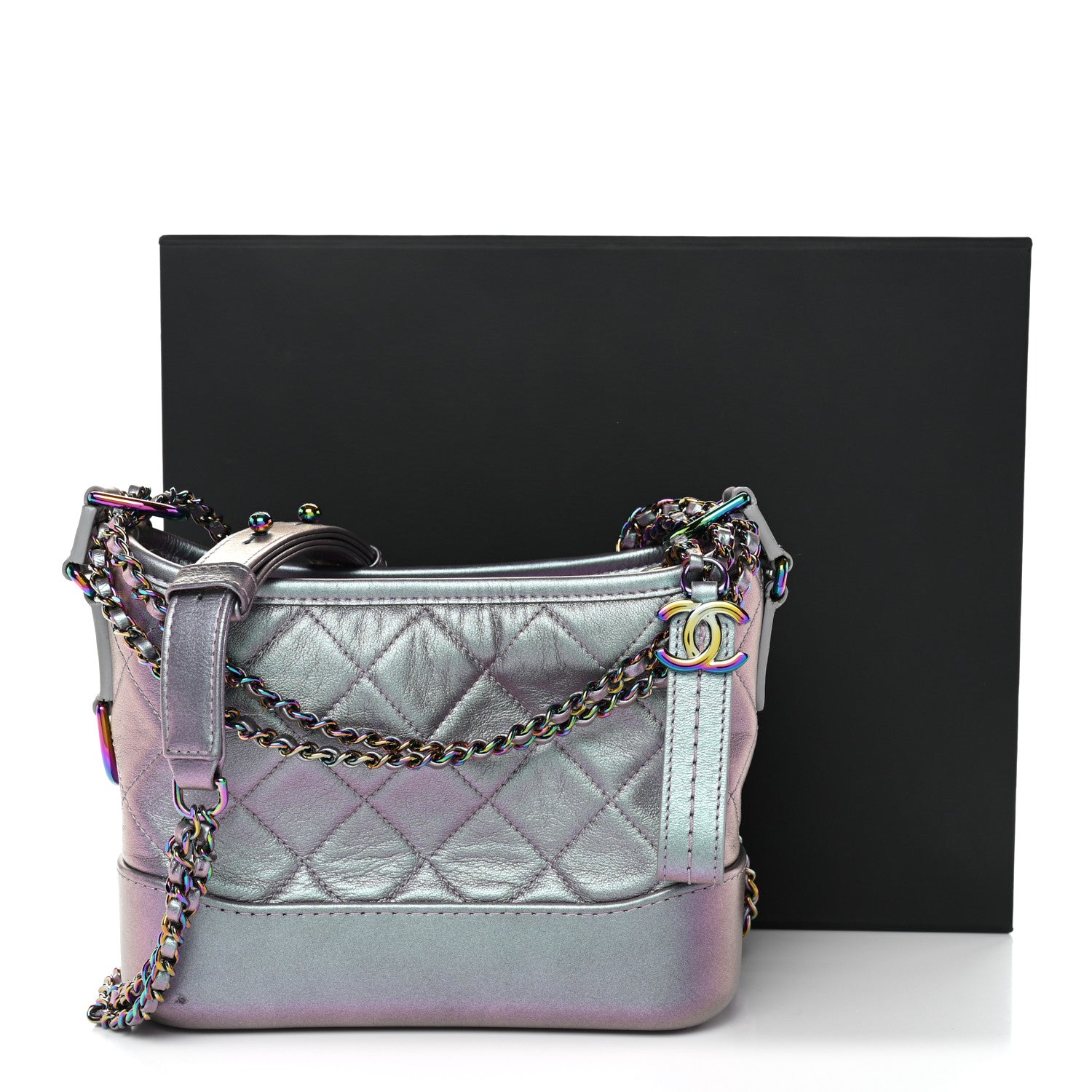 Chanel Iridescent Lambskin Calfskin Quilted Small Gabrielle Hobo Light Purple 13 of 13