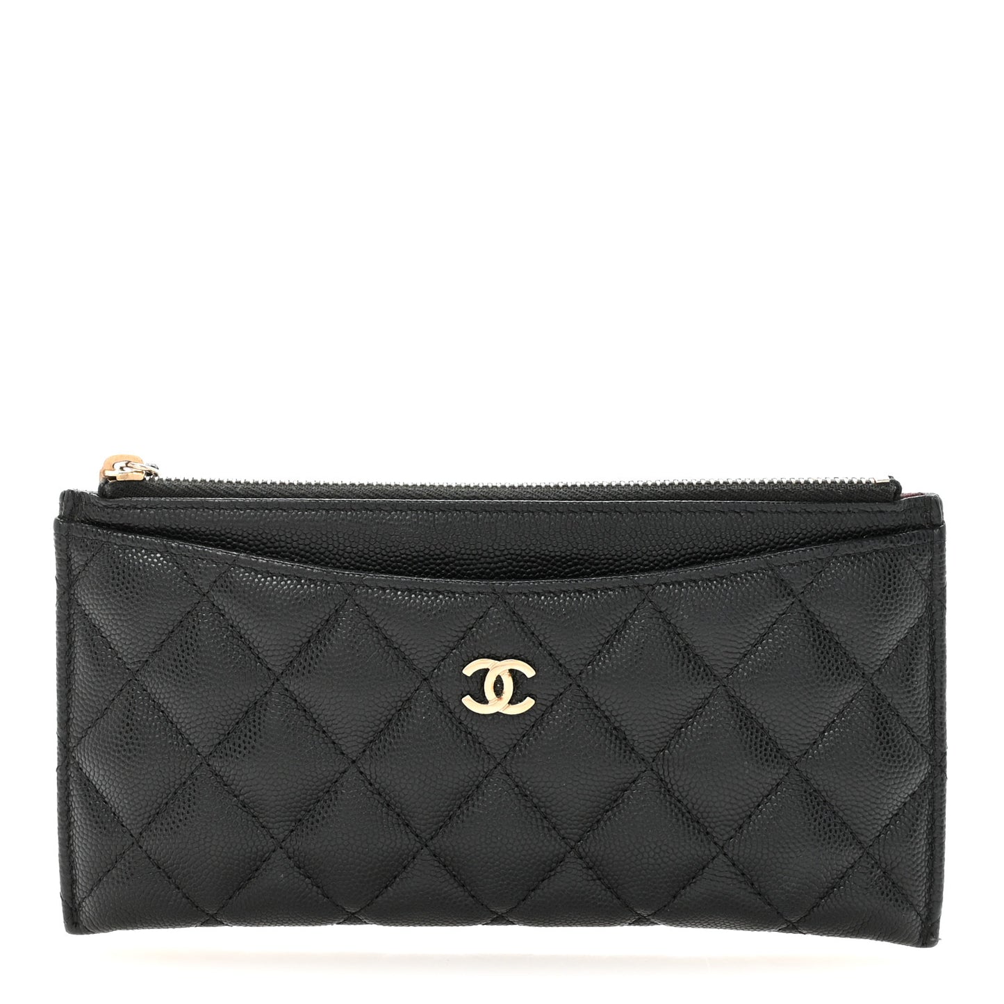 Caviar Quilted Classic Zip Pouch Black