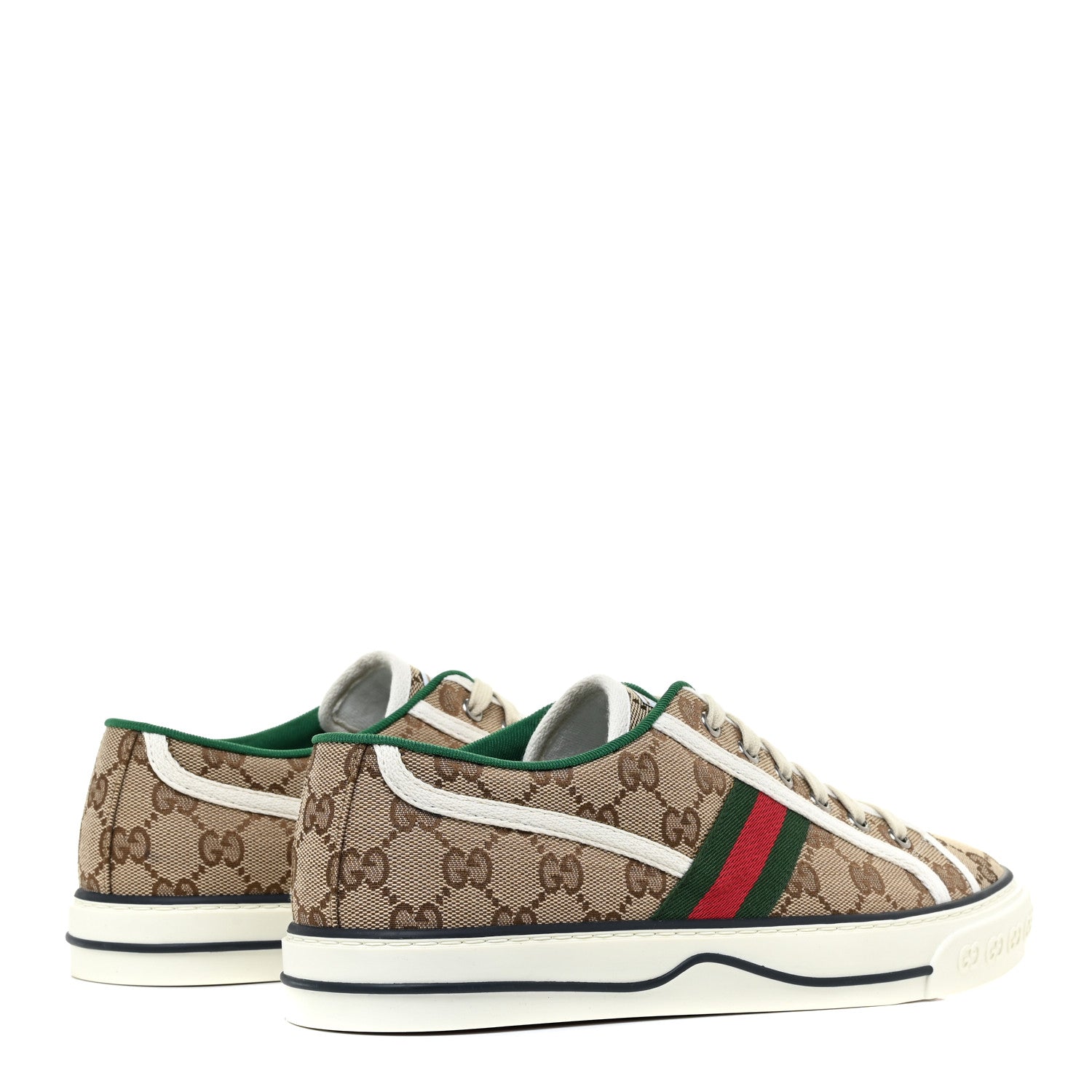 Gucci GG Monogram Web Mens 1977 Tennis Sneakers 8 Beige Ebony Mystic White 4 of 8