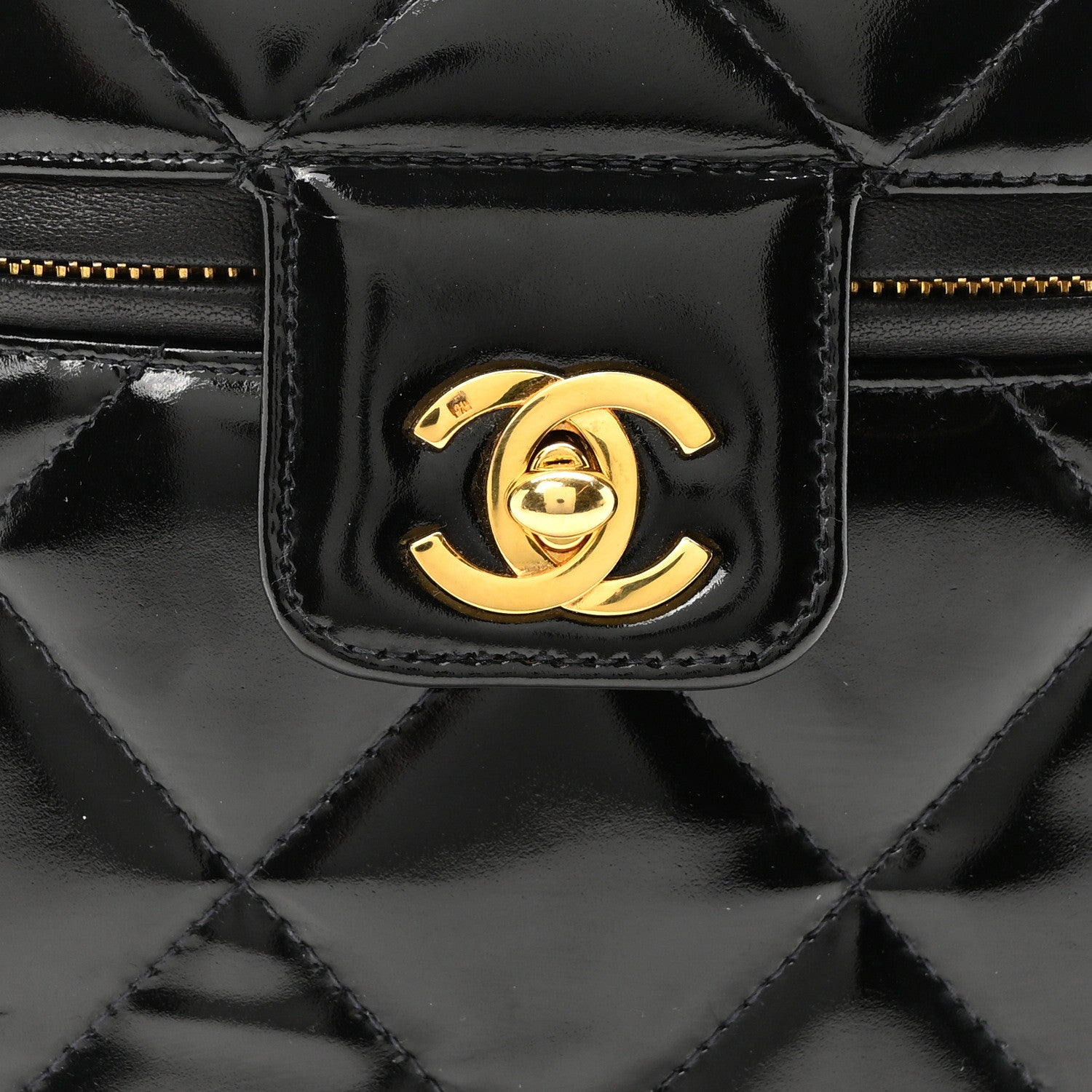 Chanel Patent Quilted Top Handle Vanity Case Black 8 of 10