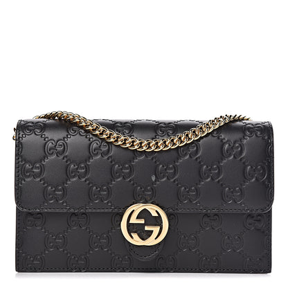Gucci Guccissima Icon Chain Wallet Black 1 of 10