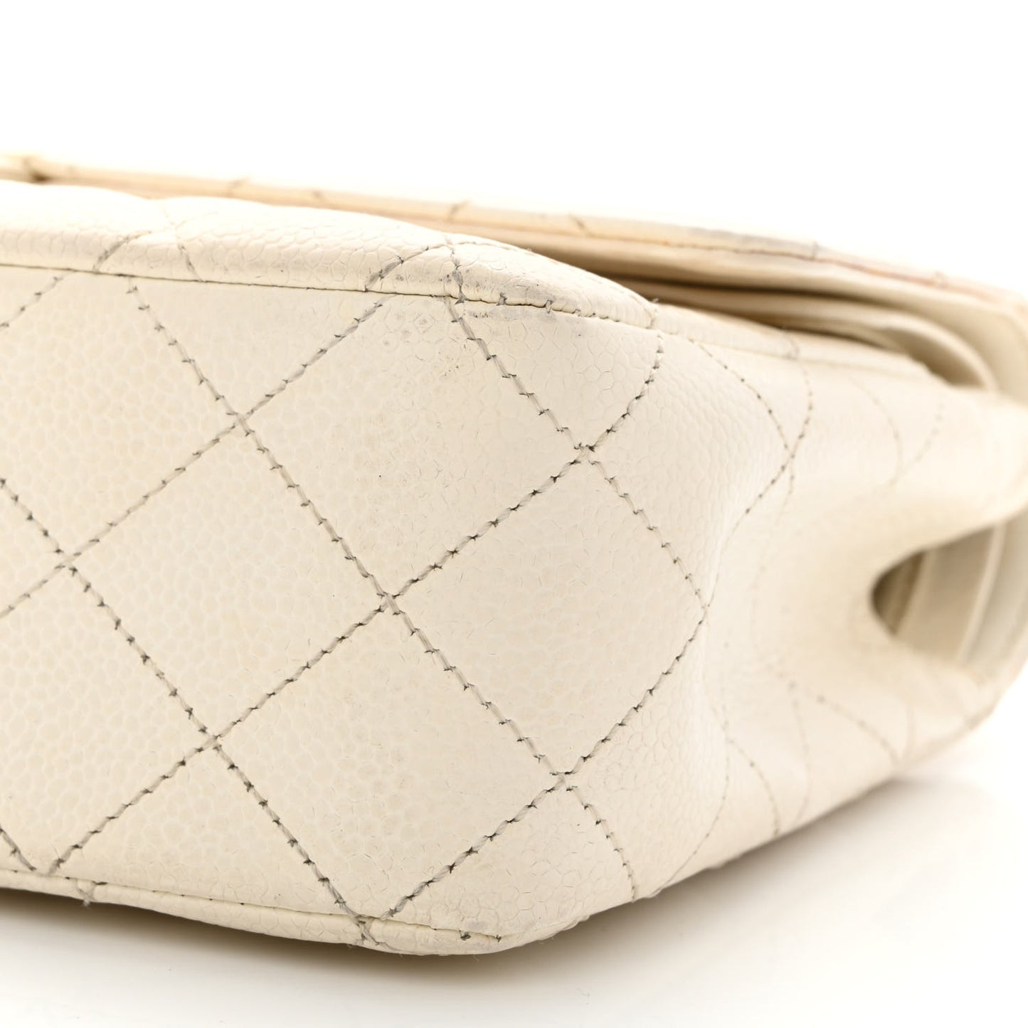Caviar Quilted Medium Double Flap White