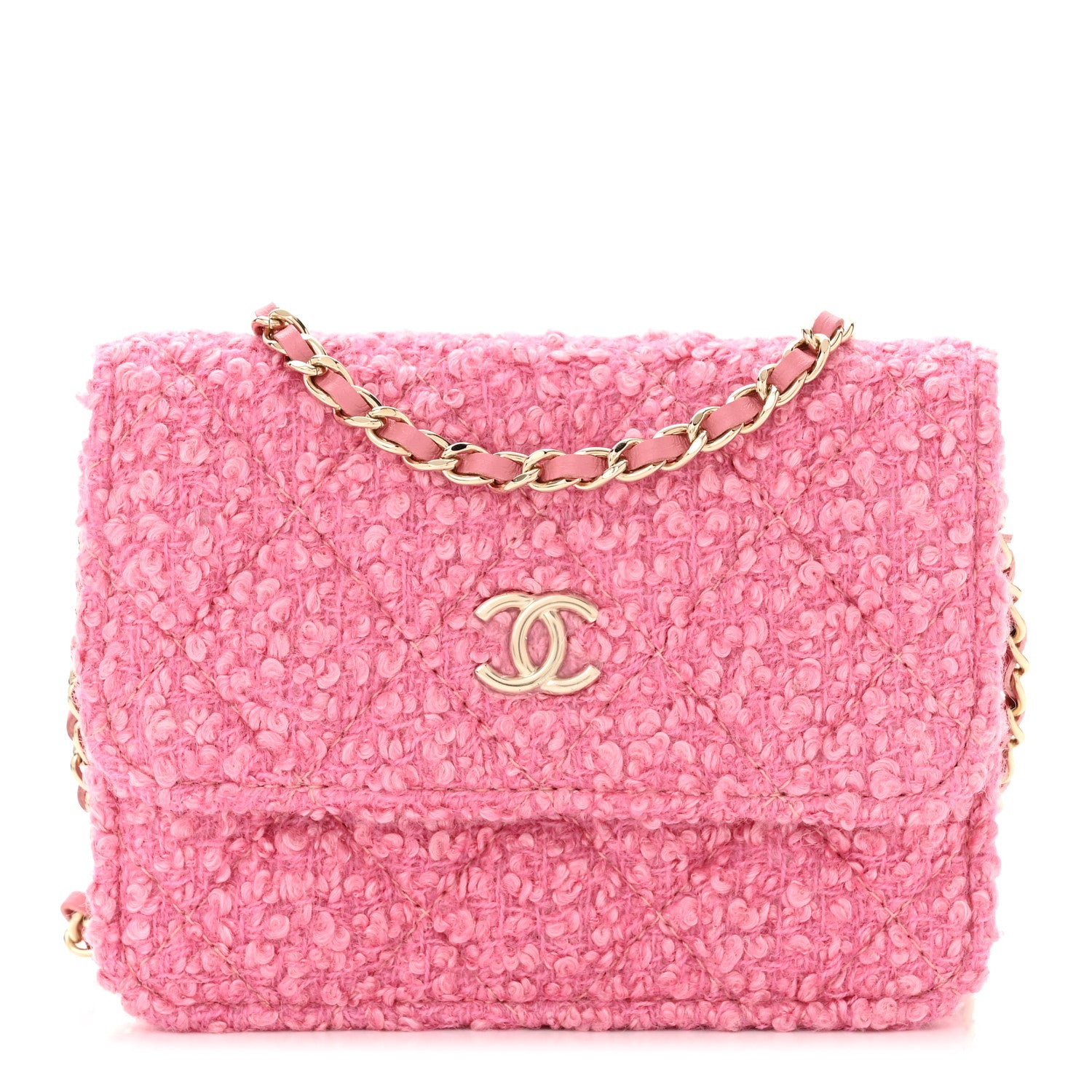 Chanel Tweed Quilted Flap Chain Waist Bag Pink 1 of 10