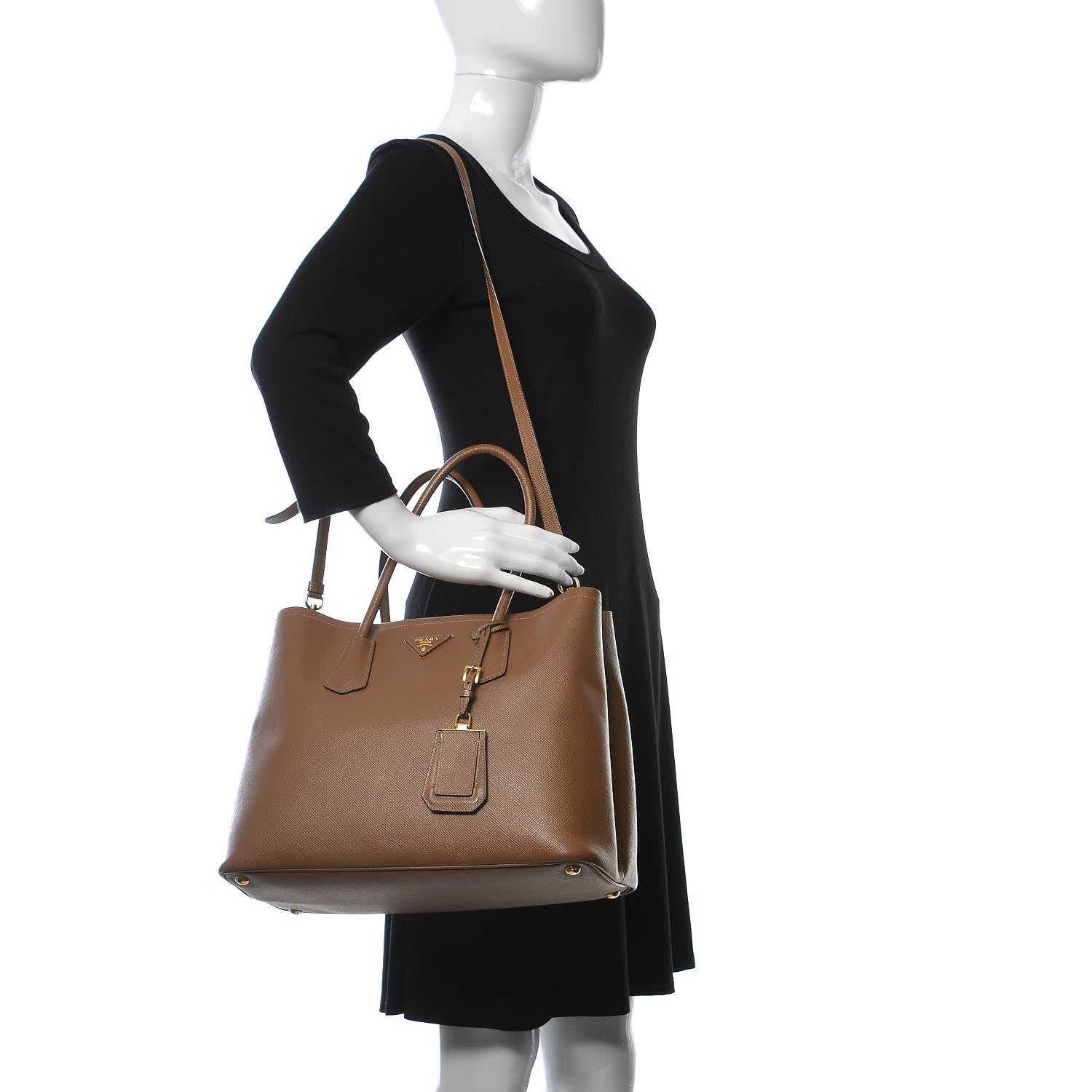 Prada Saffiano Cuir Large Double Bag Canella Cocco 3 of 14