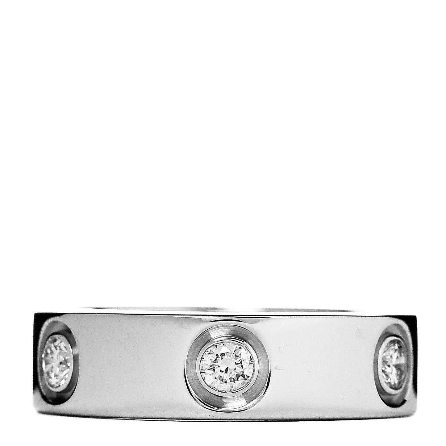 18K White Gold 6 Diamond 5.5mm LOVE Ring 51 5.75