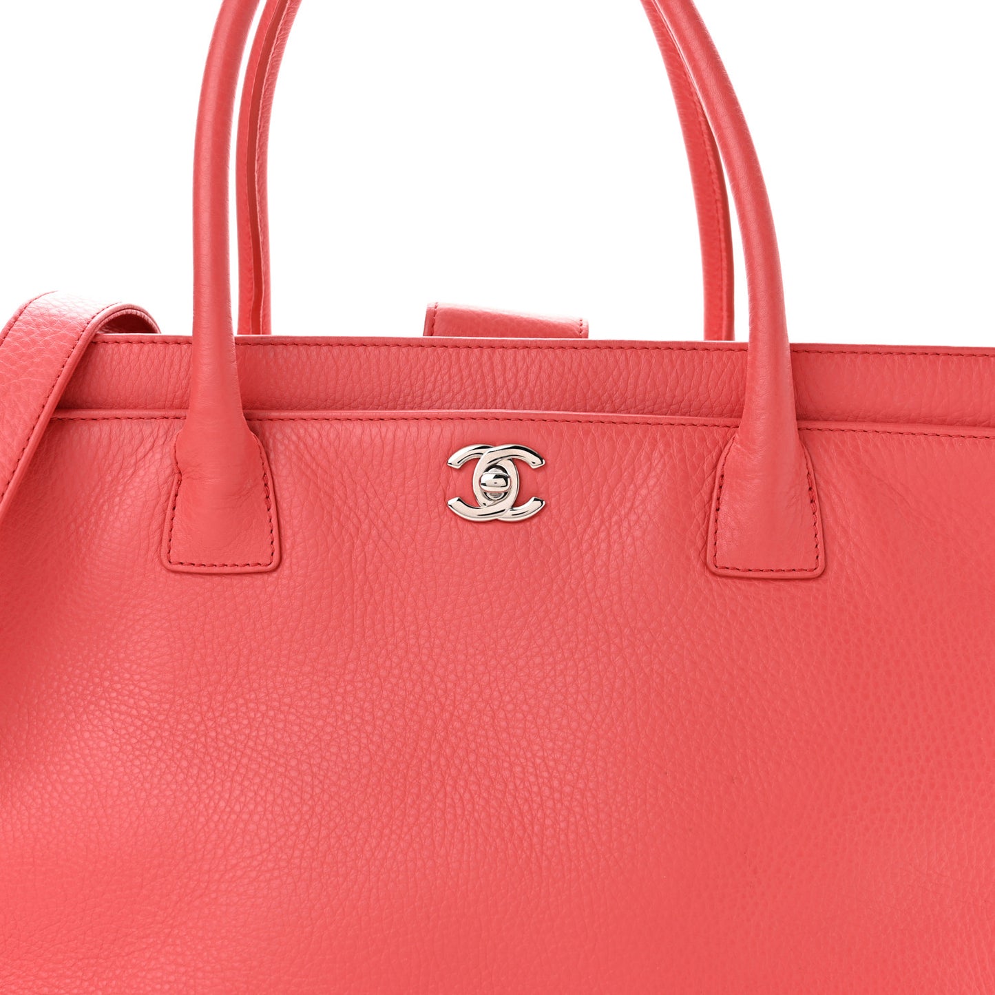 Calfskin Cerf Executive Shopper Tote Coral