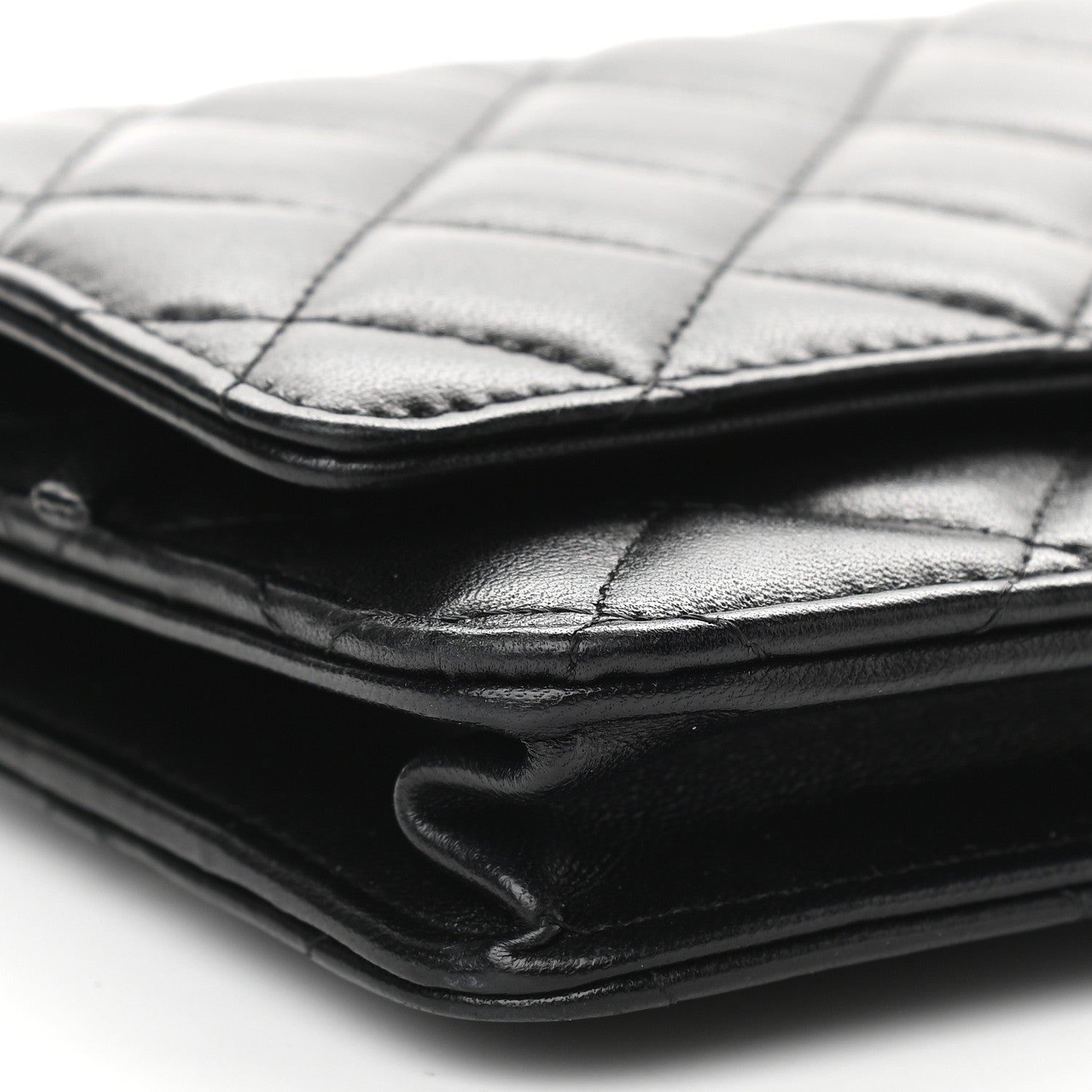 Chanel Lambskin Quilted CC Pearl Crush Wallet on Chain WOC Black 9 of 10