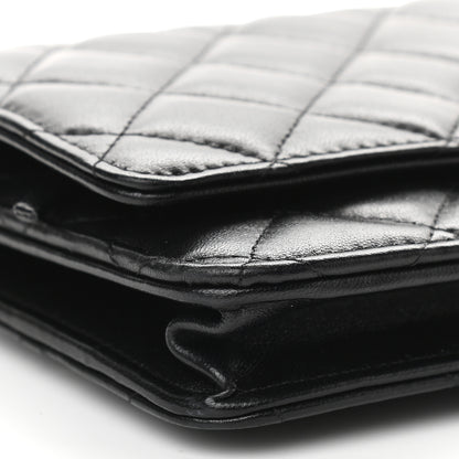 Chanel Lambskin Quilted CC Pearl Crush Wallet on Chain WOC Black 9 of 10