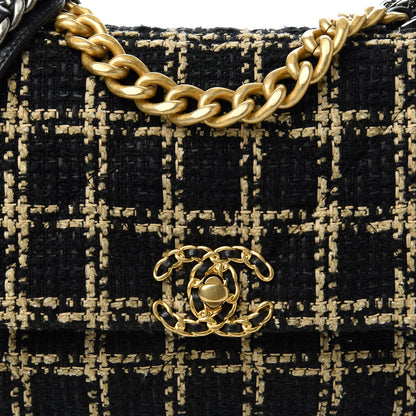 Chanel Tweed Quilted Medium Chanel 19 Flap Black Beige 10 of 12