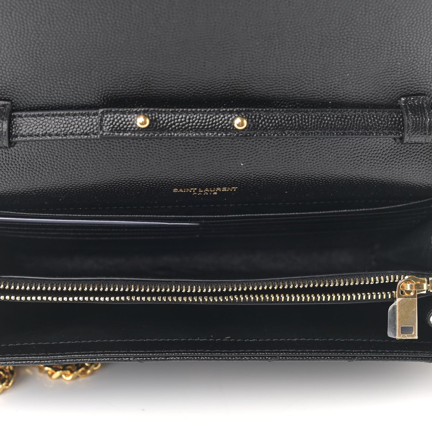 Grain De Poudre Matelasse Chevron Monogram Chain Wallet Black