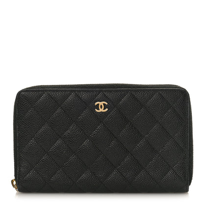 Chanel Caviar Quilted Large Zip Around Organizer Wallet Black 1 of 12