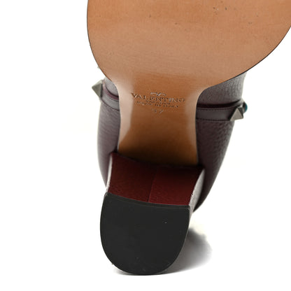 Valentino Garavani Pebbled Calfskin Rockstud Rolling Double Buckle 100mm Block Heel Ankle Boots 37 Rubin 9 of 19