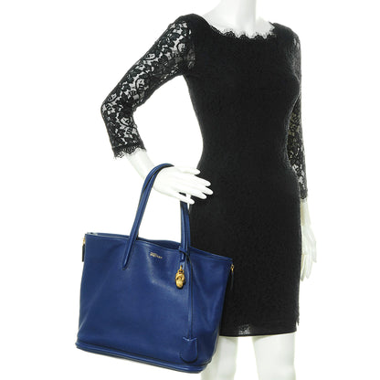Alexander McQueen Leather Padlock Skull Tote Blue 2 of 8