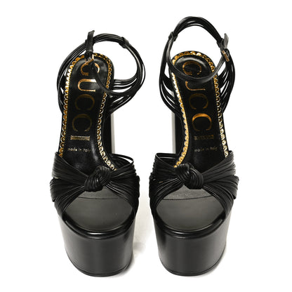 Saint Laurent GUCCI Calfskin Knotted Strap Crawford Platform Sandals 37 Black 5 of 10