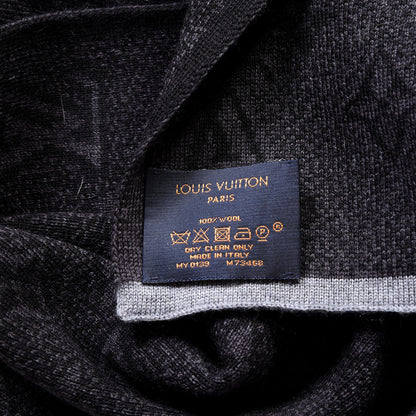 Louis Vuitton Wool Monogram Scarf Black Charcoal Grey 5 of 5
