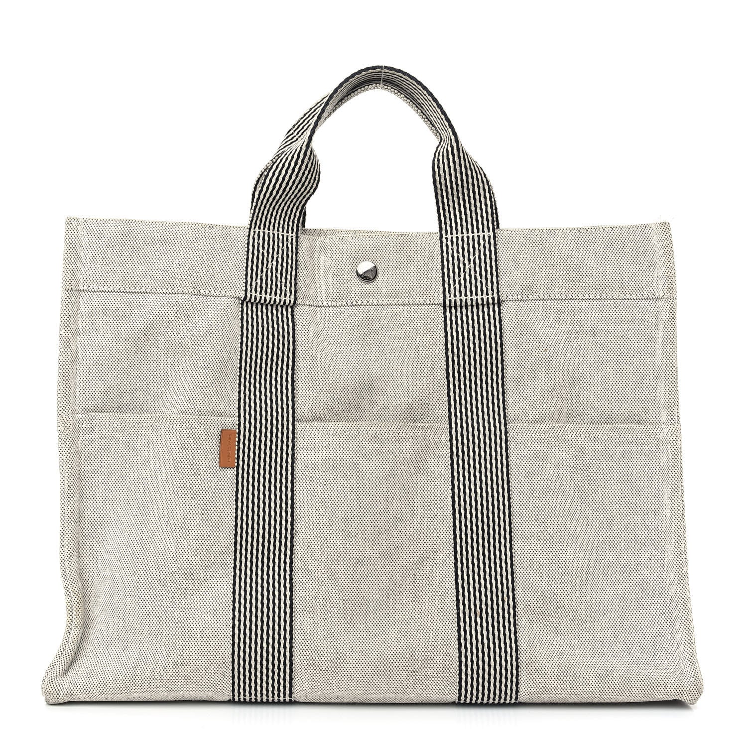 Hermes Canvas Herline MM Tote Light Grey 1 of 7