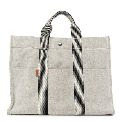 Hermes Canvas Herline MM Tote Light Grey 1 of 7