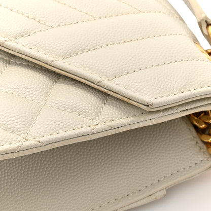 Saint Laurent Grain De Poudre Medium Triquilt Monogram Satchel Crema Soft 13 of 16