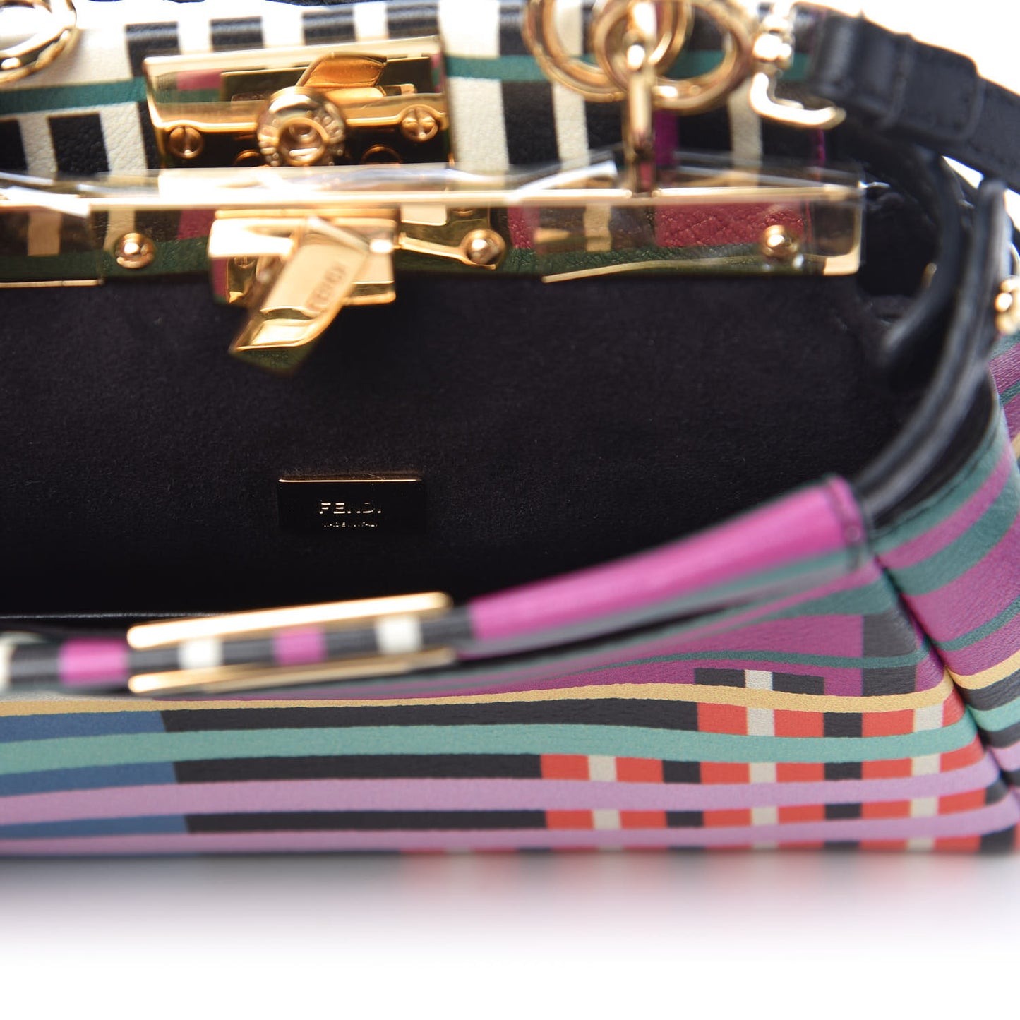 Vitello Seta Digital Print Micro Peekaboo Iconic Satchel Multicolor Black