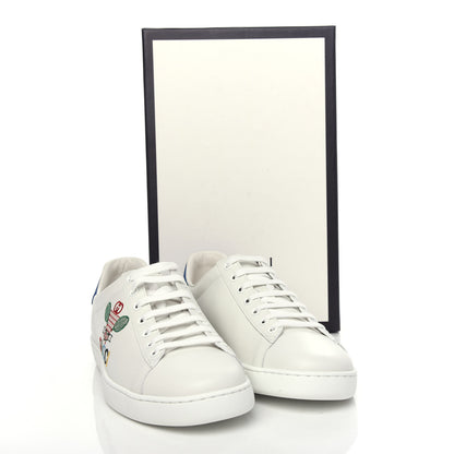 Gucci Calfskin Miro Soft Tennis Embroidered Womens Ace Sneakers 41 White Rio Blue 11 of 11